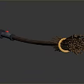 Wooden Handle Broom With Straw Bristles Black Tip And Red Accent Design
