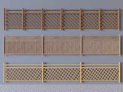 fence bamboo fence bamboo fence partition 3d model