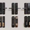 Modern Smart Door Handles With Keypad Designs And Black Gold Metal Finishes
