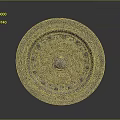 Decorative Furniture Mirror Round Design With Intricate Carved Patterns And Metallic Finish