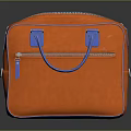 Stylish Orange Bag With Blue Handles Zippers And Modern Design