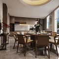 Luxurious Private Dining Room Interior With Round Table And Chairs 3d model