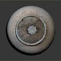Grey Old Gas Cylinder With Valve And Red Base For Industrial Equipment