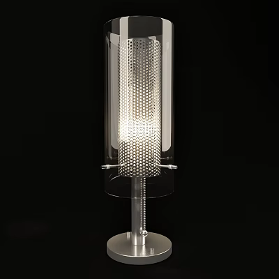 Modern Transparent Lighting Fixture With Perforated Design And Metal Stand Illuminating Space 3d model