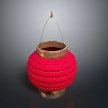 Traditional Chinese Red Lantern With Gold Trim Hanging Design And Round Shape