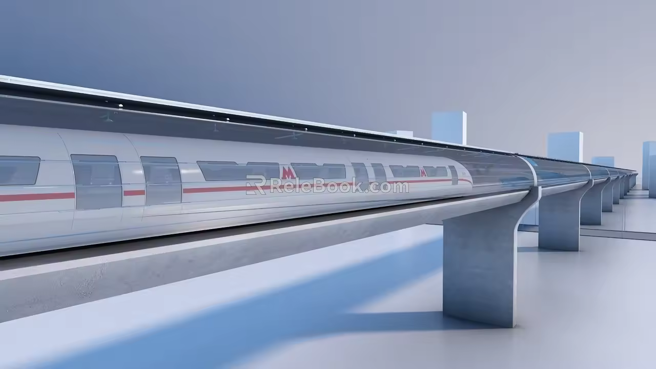 Modern high-speed rail future high-speed rail train science fiction 3d model