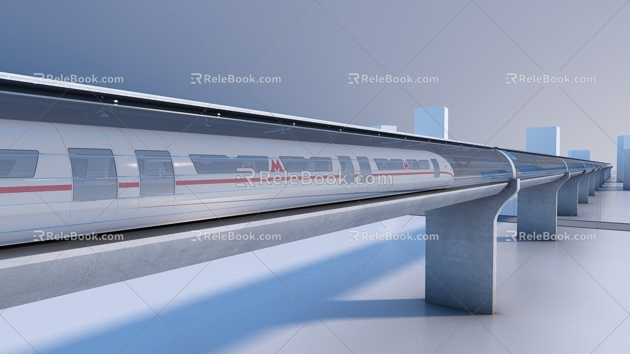 Modern high-speed rail future high-speed rail train science fiction 3d model