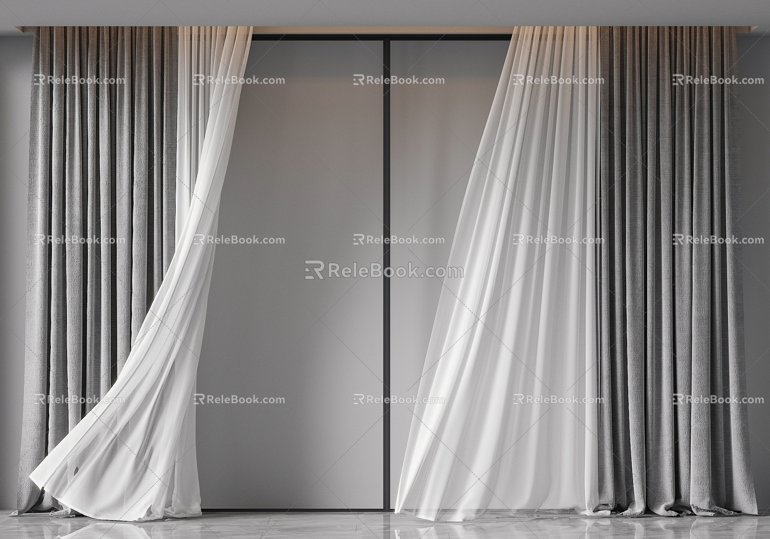 curtain gauze curtain 3d model