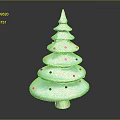 Green Layered Christmas Tree With White Snow And Colorful Ornaments For Home Decor
