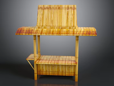 Handcrafted Bamboo Display Stand With Striped Design And Multiple Layers 3d model
