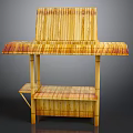 Handcrafted Bamboo Display Stand With Striped Design And Multiple Layers