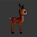 Adorable Red Deer Toy With Big Round Eyes Black Antlers White Spots And Black Hooves