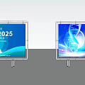 Billboard Displaying Biotech 2025 And Medical Academic 2025 With City Skyline And DNA Structure