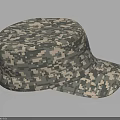Military Style Camouflage Hat With Digital Pattern And Flat Top Design 3d model