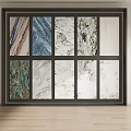 Landscape Painting with Ten Different Textured Colored Slabs in Black Frame 3d model