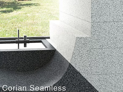 Corian Seamless Countertop Design With Smooth Surface For Modern Kitchen 3d model