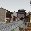 Ancient Commercial Street with Traditional Architecture Red Lanterns and Crowded Pedestrians Shops and Antique Ambiance