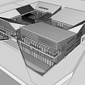 Modern Cultural Center Building With Geometric Roof And Open Space Design