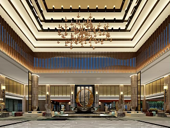 New Chinese Hall Hotel Lobby 3d model