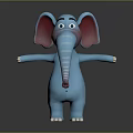 Blue Cartoon Elephant Character With Pink Ears And Open Arms