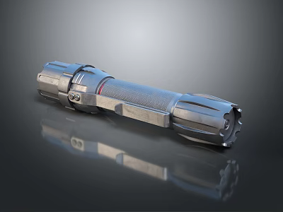 Stainless Steel Tactical Flashlight With Textured Surface And Modern Design Elements 3d model