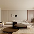 Modern Living Room Interior With Neutral Tones Sofa Accent Chairs Coffee Tables And Large Windows