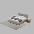Modern Double Bed With Upholstered Headboard Round Nightstands And Light Colored Rug