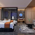 Modern SPA Sauna Room With Massage Beds Wooden Elements Round Mirror And Green Plants