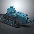 Vintage Blue Military Tank Featuring Tracks And Number 16 Details