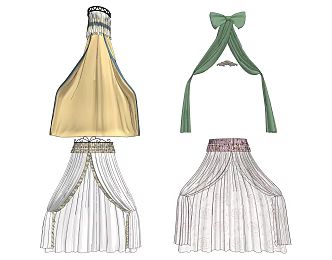 European-style bed curtain 3d model