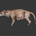 Orange White Spotted Mythical Creature Standing with Canine Like Body Smooth Texture and Shiny Reflection