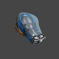 Futuristic Blue Tech Device With Transparent Cover And Orange Cables Design Style
