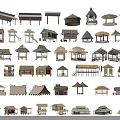 Various Wooden House Models With Different Roof Styles And Traditional Designs
