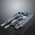 Futuristic Battle Tank With Dual Cannons Metallic Armor And Antennas Design