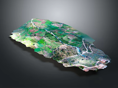 Detailed 3D Terrain Model With Green Vegetation River And Road Networks 3d model