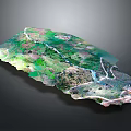 Detailed 3D Terrain Model With Green Vegetation River And Road Networks