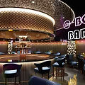 Elegant C BOX Bar Interior Featuring Bar Stools Neon Sign Decorative Lights And Seating
