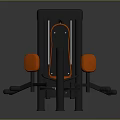 Seated Gym Fitness Training Machine With Black Metal Frame And Orange Padded Seat For Strength Workout