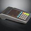 Gray POS Terminal With Digital Screen Colorful Buttons And Numeric Keypad
