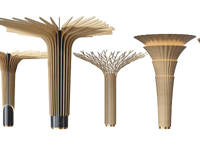 Artistic Modern Columns With Various Unique Leaf And Branch Inspired Designs 3d model