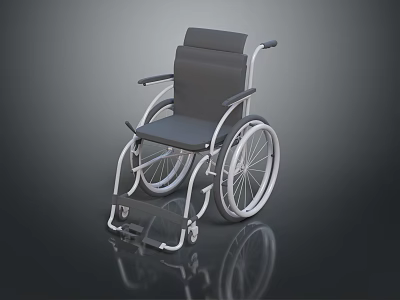 Modern Wheelchair With Gray Seat Metal Frame Armrests Footrests And Silver Wheels 3d model