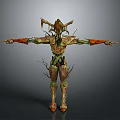 Plant Based Humanoid Creature Character With Tree Branches And Textured Body