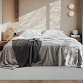 Modern Bedroom Interior Design With Cozy Bed Soft Rug And Natural Light Curtains