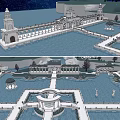 Ancient Architecture Complex With Water Pools Pavilions Stone Bridges And Archways