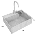Modern White Square Single Bowl Sink With Faucet And Dish Rack
