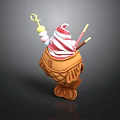 Decorative Ice Cream Cone With Swirl Ice Cream Candies And Spoons