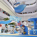 Surf Paradise Interactive Play Area With Starfish Seahorse Cartoon Characters And Blue Decorations In Mall