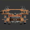 Ancient Medieval Wooden Weapon With Metal Components And Flame Decorated Wheels