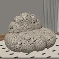 Cloud Shaped Single Sofa With Black And White Abstract Pattern On Geometric Rug
