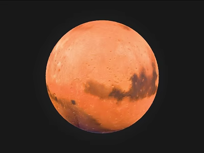 Red Planet Mars Surface Displaying Orange Color And Dark Patches 3d model